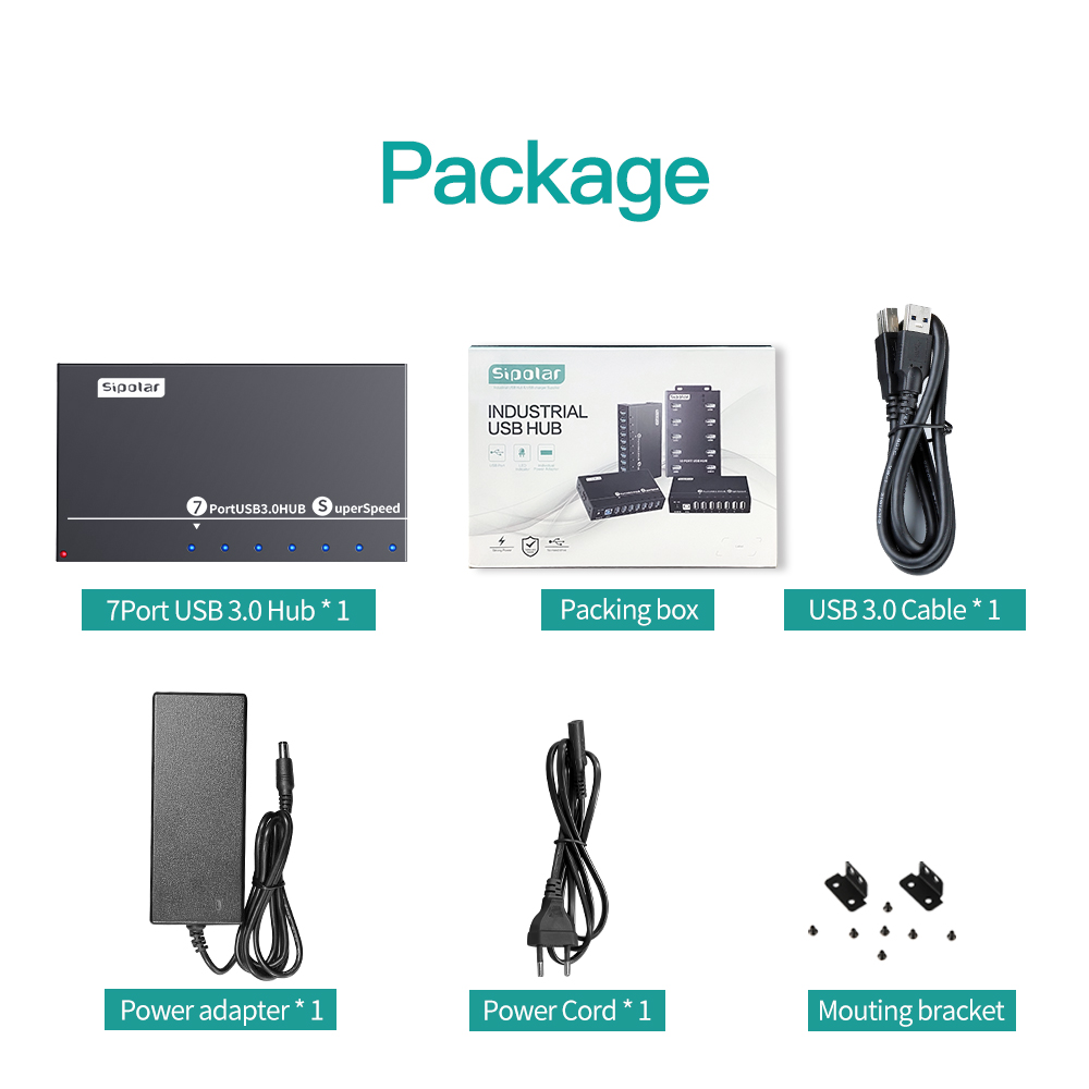 A173 7 Ports USB3.0 Metal Indu - огляд і ціна Usb Hub 7 Port